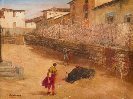 SPANISH SCHOOL. 20th Century

"Bullring."
Oil on c