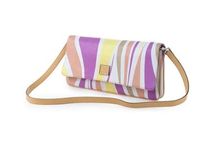 VERSACE 
Elongated crossbody bag with a signature 