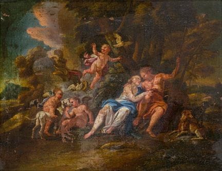 FRENCH SCHOOL. 18th century

"Venus and Adonis."
O