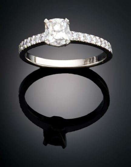 TIFFANY &amp; CO. SOLITAIRE RING IN 950 PLATINUM 
