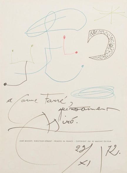 JOAN MIRÓ 

"Composition for Carme Farré."
Drawing