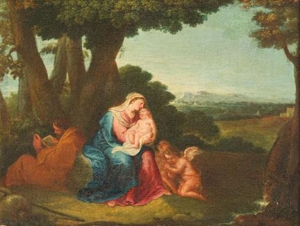 FRENCH SCHOOL. 18th century

"Rest on the Flight i