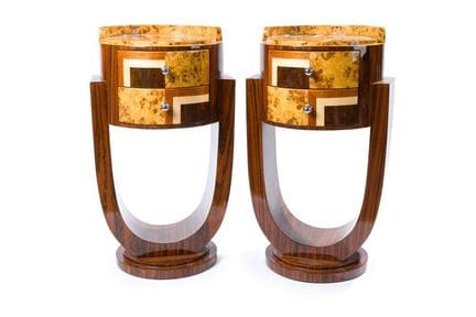Pair of Art Deco-style nightstands 
Made of veneer