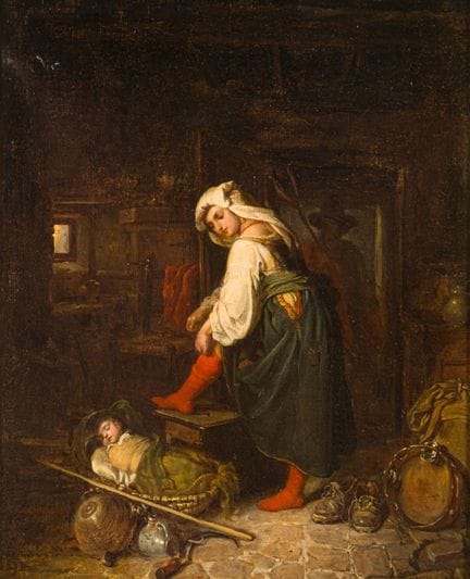 EUROPEAN SCHOOL. 19th century

"Motherhood."
Oil o