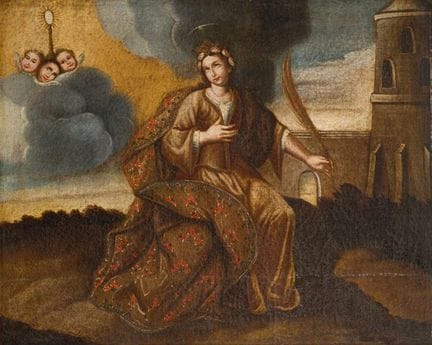 SPANISH SCHOOL. 17th–18th Centuries

"Saint Barbar