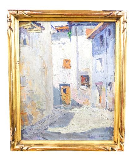 里卡多·戈麦斯-吉梅诺（1892-1954）
一栋房屋的景色
木板油画
右下角签名并标注“1912”
