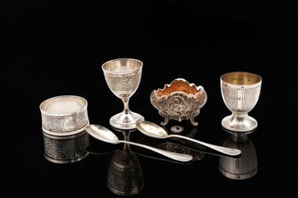 A 925-millésime silver set, Minerva hallmark, cons
