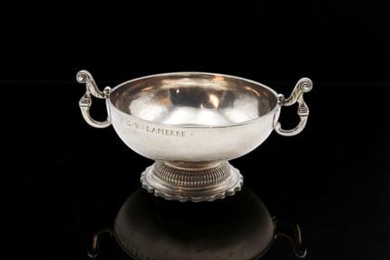 950-thousandths silver wedding goblet, engraved "J