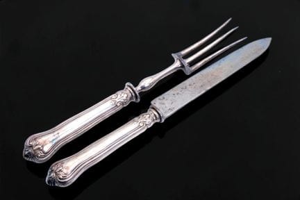 Couvert à gigot, les manches en argent fourré 925 