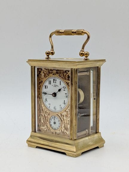 Orologio da tavolo da ufficiale in bronzo e ottone