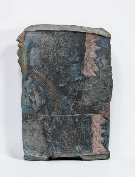 Grande vaso contemporaneo in ceramica, con decoraz