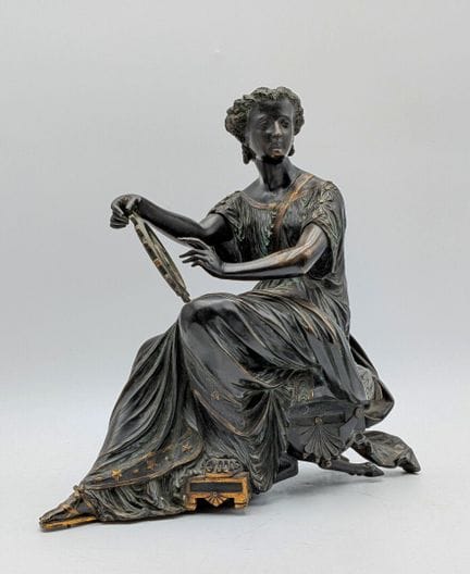 Orologio a pendolo in bronzo del XIX secolo con pa