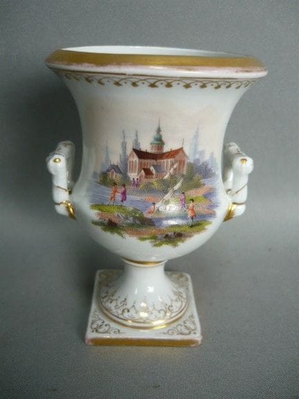 Rare handle vase with views. Dresden. Landscape sc