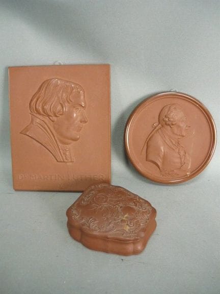 Set of 3 pieces of Böttger stoneware from Meissen 
