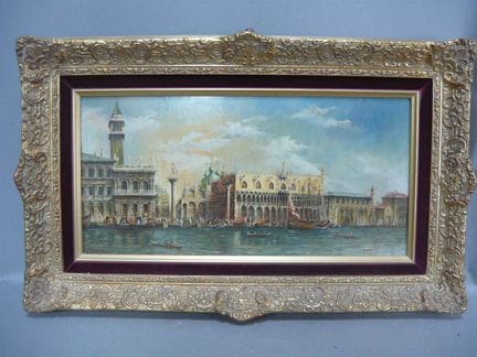 Pintor del siglo XX. Vista de Venecia. Óleo sobre 