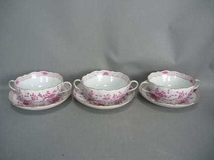 Three soup bowls with saucers. Meissen (Schwerter)
