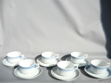 皇家哥本哈根“扇形”蓝系列。古典主义装饰。6只大茶杯。一级品。PCL