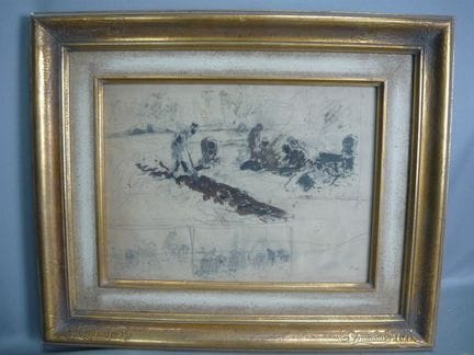 Hugo Mühlig (1854–1929). Large sheet with studies/