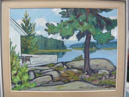 Sysikumpu, 1962. Paisaje lacustre. Óleo sobre lien