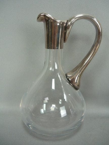 Large wine jug with silver overlay. Probably Weyer