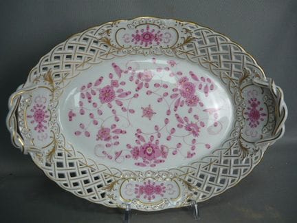 Large oval basket with handles. Meissen, mark afte