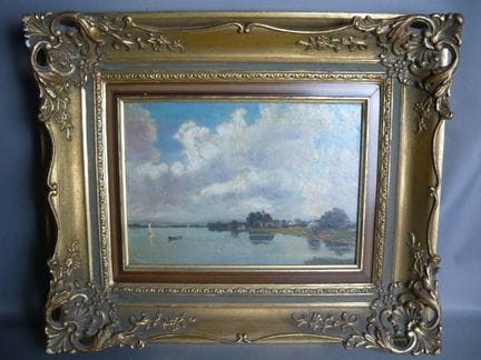 Ludwig Correggio (1846-). Lago de Starnberg. Óleo 