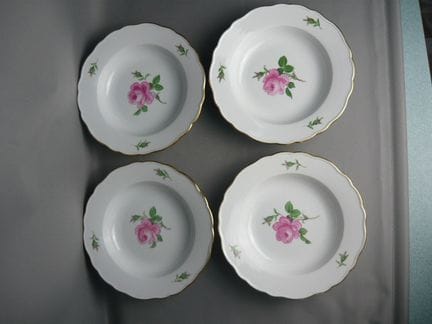 Set of 4 large soup plates. Meissen (Schwerter). "