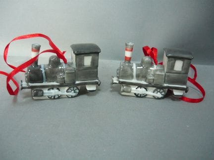 Collection of porcelain Christmas tree ornaments. 