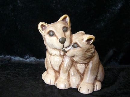 Wolf pair (mother &amp; cub). Thun. Limited and nu