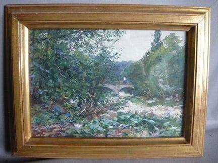 Carl Irmer (1834–1900). Bridge in a Landscape. Wat