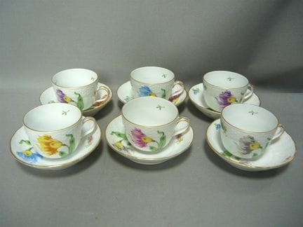 Set of 6 cups with saucers. Herend, Hungary. Polyc