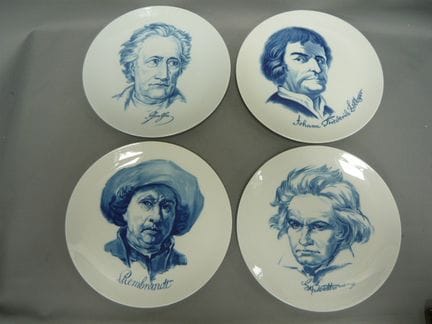 Set of wall plates featuring notable figures: Goet