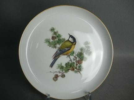 Wall plate with bird design. Great tit. Meissen (S