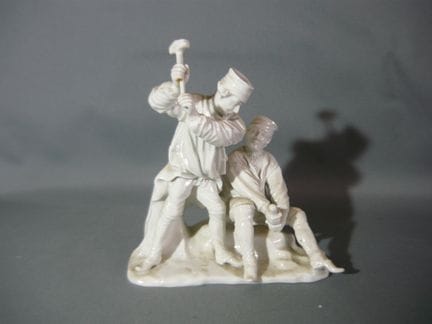 Fürstenberg. A pair of miners at work. White porce