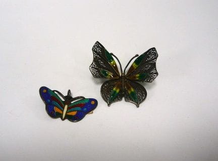 Butterfly brooch and butterfly pendant. 835 and 92