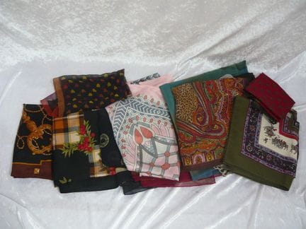 Assorted scarves. Some are silk. Vintage.COL