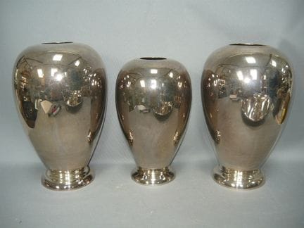 Three large Art Deco-style vases. Silver-plated. 2