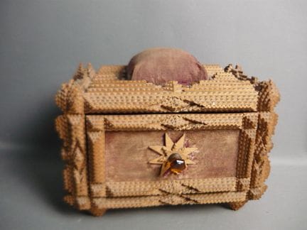 Intricately carved jewelry box or trinket box. Cir