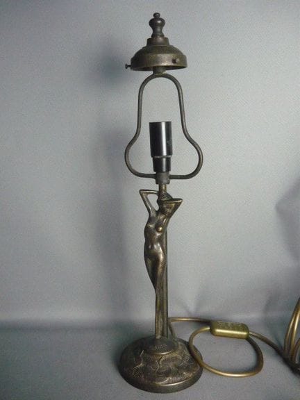 Art Nouveau lamp base. Metal. Designed after Morea