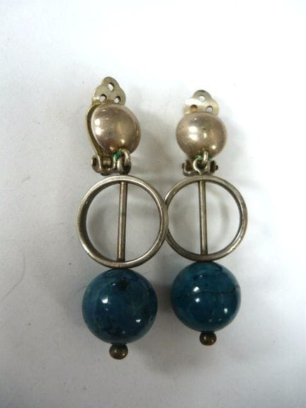 Pair of large drop earrings. 925 sterling silver. 
