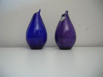 Orrefors, Sweden. Two small vases. Blue and purple