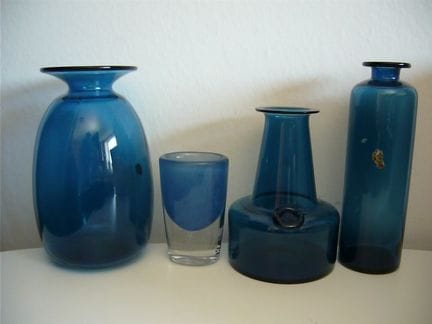 Holmegaard, Orrefors, and others. Set of 4 vases i