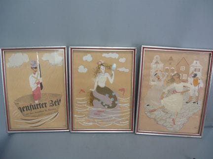 M.M. Rinesch. Three paintings or collages based on