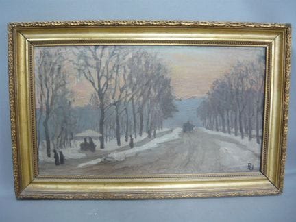 Artista «BU». Avenida invernal con un puesto de me