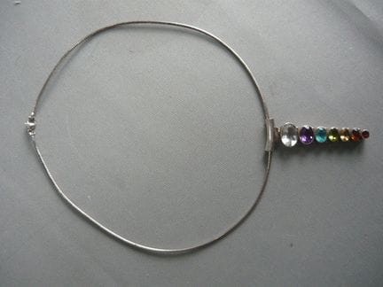Modern, movable necklace with gemstones. 925 silve