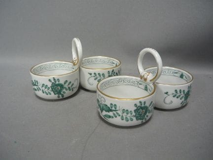 Pair of salt bowls with handles. Meissen (Schwerte