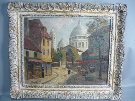 M. Lambert. Escena callejera en Montmartre, París.