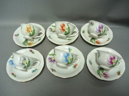 Set of 6 cups with saucers. Herend, Hungary. Polyc