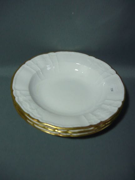 KPM Berlin Rocaille White with Gold. 3 large, deep