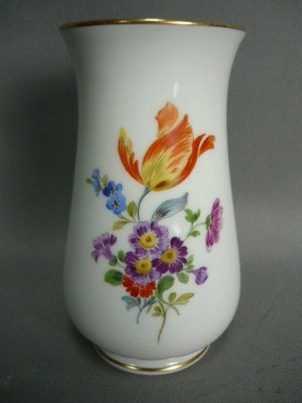 Vase with flowers. Meissen (Schwerter). Polychrome